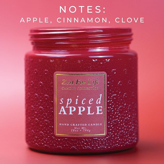 A Cheerful Giver - 28oz Large Scented Candle Jar with Lid- Zest for Life - 130 Hours of Burn Time, Gift for Women (Large, Spiced Apple)