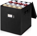 BALEINE Christmas Ornament Storage Box with Dividers, Premium Holiday Ornaments Storage Container Bin for Xmas Decorations (64 Ball, Black, Without Tray)