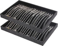 Julysky 2 Pcs/set Stackable Jewelry Organizer Trays，Necklace Tray+Necklace Tray, Jewelry Displays for Selling,Black