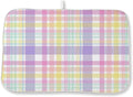 Easter Dish Drying Mat 18 x 24 Inch Spring Pink Yellow Purple Buffalo Plaid Drying Mat for Kitchen Counter Absorbent Spring Easter Checkered Dishes Dry Pad for Drainer Rack Kitchen Fast Dry