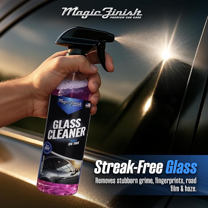 Magic Finish Car Glass Cleaner (16 fl oz) – Ammonia-Free Window Cleaner Spray for Interior & Exterior Auto Glass – Anti-Fog, Streak-Free Car Cleaning Supplies for Tint, Mirrors & Screens
