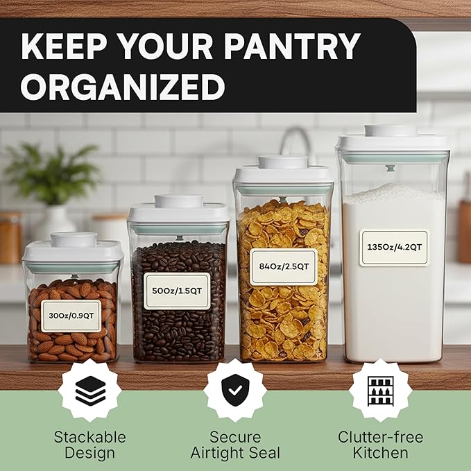 iChewie Bop Top | Airtight Meal Prep Containers with Lids | Food Storage Container Sets | Snack and Overnight Oats Fridge Organizer | Pantry and Kitchen Organization