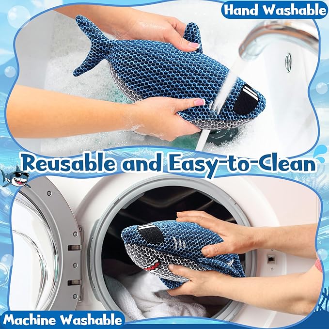 Shark Hot Tub Scum Absorber Reusable Washable Hot Tub Sponge Scum Absorber for Spa Hot Tub Oil Scum Absorber Spa Accessories for Adults (1 Pack, Shark)