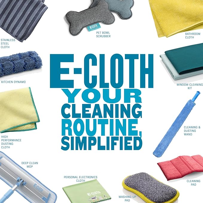 E-Cloth Glass & Polishing Cloth - Microfiber Cleaning Towel Cloth for Windows, Cars, Mirrors, Eyeglasses, & More, Streak Free Clean, Reusable & Machine Washable - Assorted Colors (4 Pack)