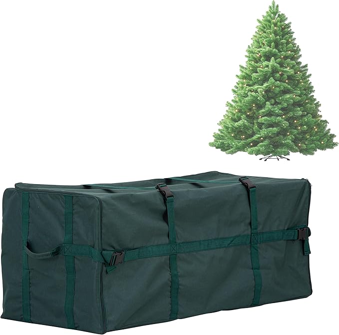 Elf Stor Heavy Duty Canvas Christmas Tree Storage Bag with Straps, fits up to 7.5 ft Tree, Green