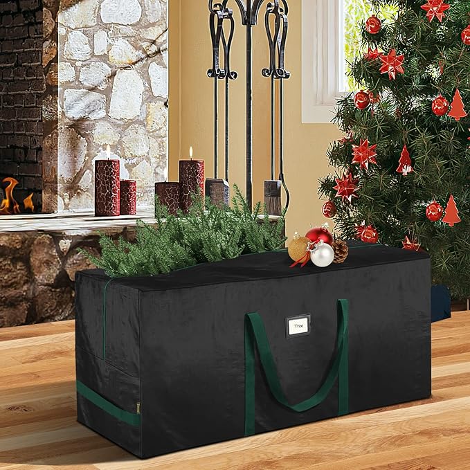 BALEINE 9 ft Christmas Tree Storage Bag, Heavy Duty Extra Large Artificial Christmas Tree Bag with Reinforced Handles and Dual Zippers Wide Opening (Black, 9 ft)
