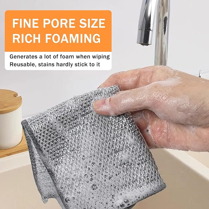 Sunyuneey Non-Scratch Metal Wire Dishcloth, Quick Cleaning Without Leaving Marks, Easily removes Stubborn Stains, Suitable for Various Surfaces, Metal Wire Dishcloth Cleaning Power (20)