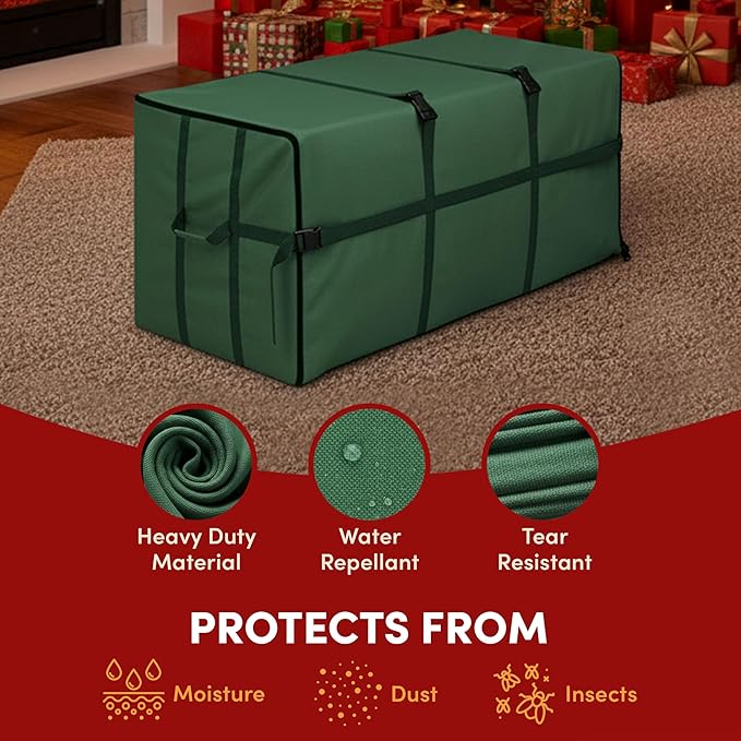 Christmas Tree Storage Bag - Storage Bags for 9FT Disassembled Artificial Trees, Seasonal Decor, Packing, Moving, and Home Organizer by Elf Stor (Green)