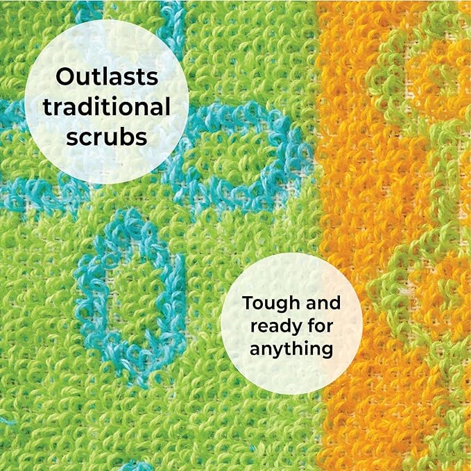 Skoy Scrub, 4-Pack Reusable, Non-Scratching Dish Scrubber for Kitchen and Household Cleaning, Planet-Friendly, Dishwasher Safe Soft Scrub, Monochromatic Colors