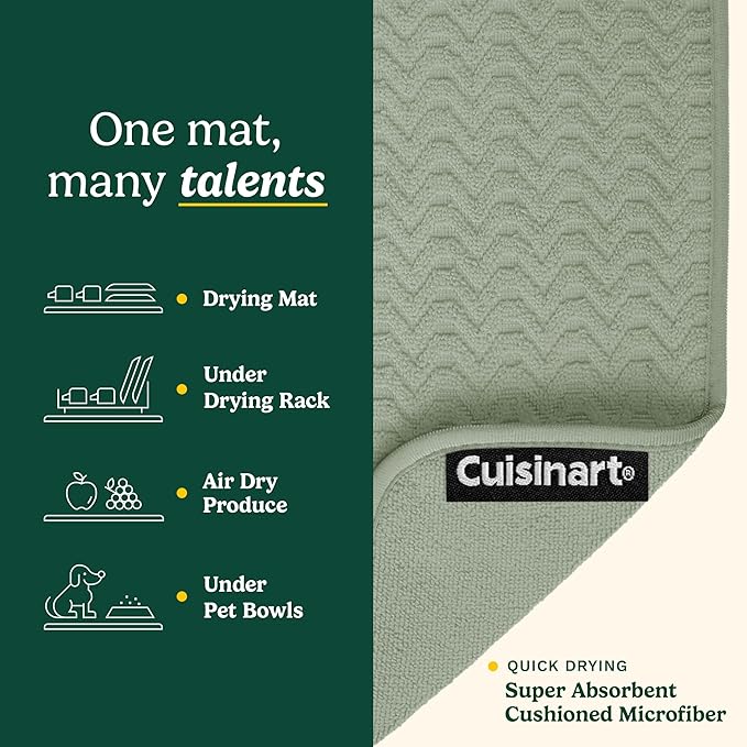 Cuisinart Dish Drying Mats for Kitchen Counter - (2) 18" x 24" Ultra Absorbent Dish Drying Mat XL - Foldable, Machine Washable, Fast Drying Dish Mat