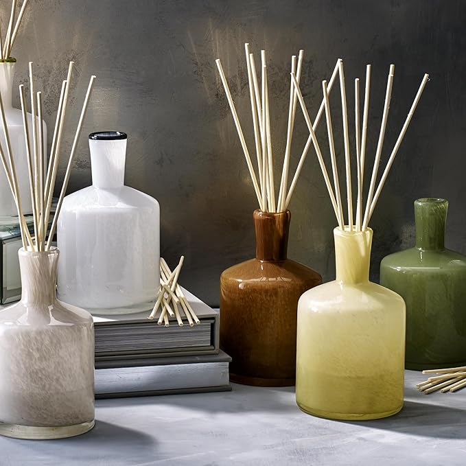 LAFCO New York Signature Reed Diffuser, Amber Black Vanilla - 15 oz - Up to 9 Months Fragrance Life - Reusable, Hand Blown Glass Vessel - Natural Wood Reeds - Made in The USA