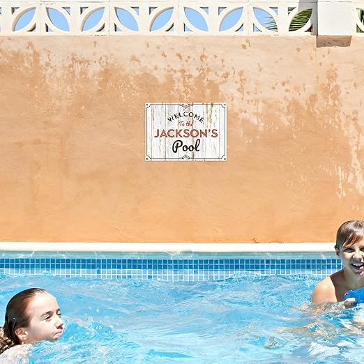 Custom Pool Sign, for Dad and Him Welcome to The Pool for Sign, 10x14 Inches, Rust Free .040 Aluminum, Fade Resistant, Made in USA by Sigo Signs