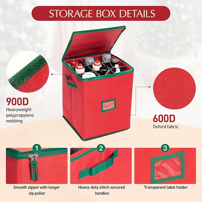 Christmas Nutcracker and Figurine Collectible Storage Box Containers Holiday Decor Organizer, Stores Up to 16 inch Tall Nutcrackers, Carolers, Santa Figure, Nut Cracker Ornaments, 17x13.25x12.75