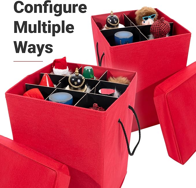 [16 Inch Tall Nutcracker and Figurine Collectibles Storage Boxes] - Large Ornament Bag for Holiday Decor Storage - Great for Storing 9 Carolers, Santa Figure, or Nut Cracker Ornaments