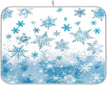 Winter Snowflake Blue Dish Drying Mat for Kitchen Countertop 18x24 Christmas Snowman White Xmas Large Drying Mat Reusable Quick Dry Dish Sink Mats Easy Clean Decorative Essentials