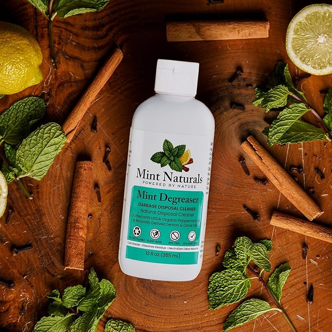 Natural Garbage Disposal Cleaner & Deodorizer – USDA Organic Peppermint Oil Formula That Helps Refresh Sink & Drain Pipes, 12 oz – Made in USA