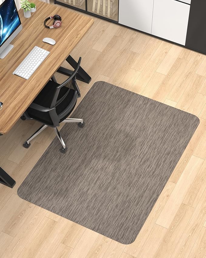 Blvornl Office Chair Mat for Hardwood Floor, 50"*63" Desk Computer Chair Mat for Hard Wood, Large Anti-Slip Hard Floor Protector for Rolling Chair, PVC Desk Rug for Office Dark Brown