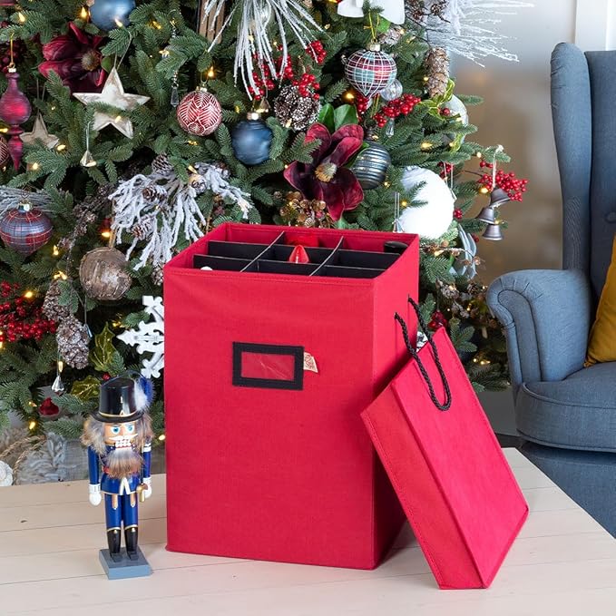 [16 Inch Tall Nutcracker and Figurine Collectibles Storage Boxes] - Large Ornament Bag for Holiday Decor Storage - Great for Storing 9 Carolers, Santa Figure, or Nut Cracker Ornaments