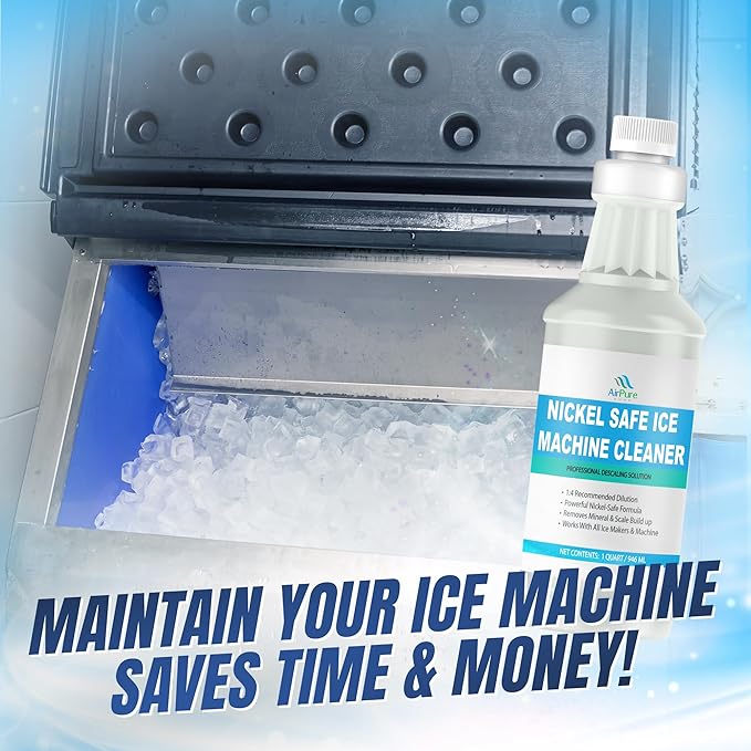 Nickel-Safe Ice Machine Cleaner & Descaler (1 Quart / 946 ml), Professional Descaling Solution for Commercial and Residential Ice Makers, Removes Scale & Mineral Build-Up, Compatible with Major Brands