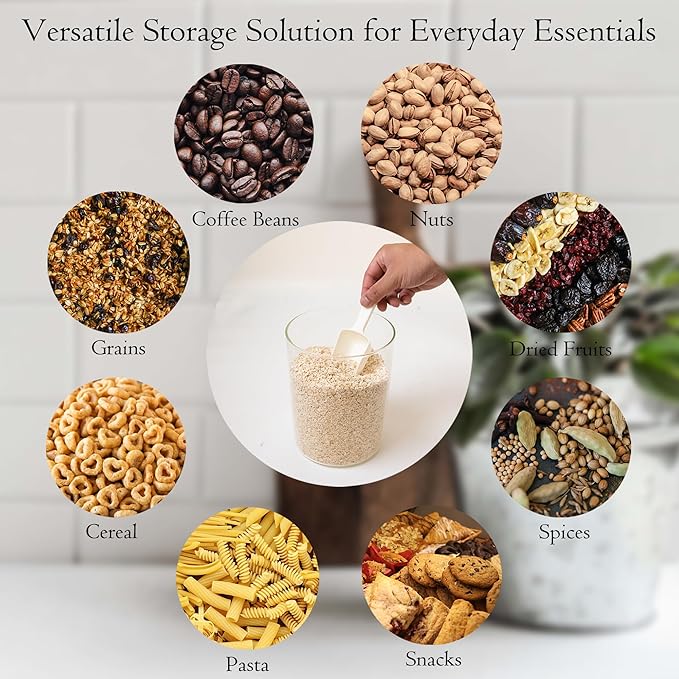 EQEY Glass Storage Jars Set Elegant Containers with Airtight Bamboo Lids, Perfect for Kitchen Organization - Flour, Rice, Pasta, Sugar, Coffee Beans (2 packs(37oz) / 2 packs(111oz))