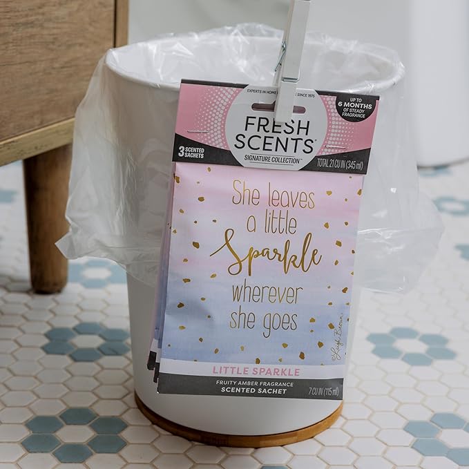 Fresh Scents Scented Sachets | A Little Sparkle| Home Fragrance | Long Lasting (Up to 6 Months) | Air Freshener for Closets, Drawers, & Cars | 6 Pack
