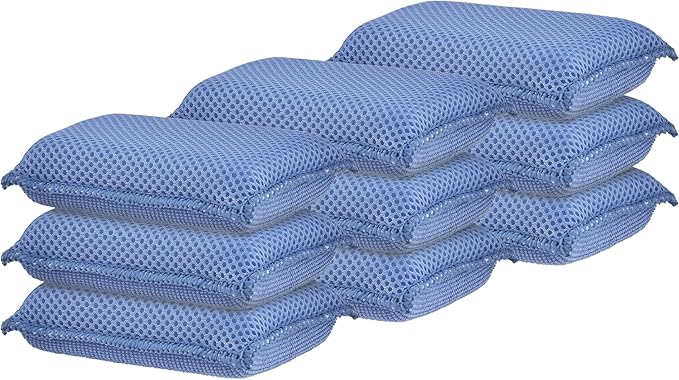 Microfiber Non-Scratch Dish & Kitchen Scrubber Heavy-Duty Household Cleaning Sponges, Multi-Purpose Cleaning Supplies for Dishes and Kitchens Pack of 9