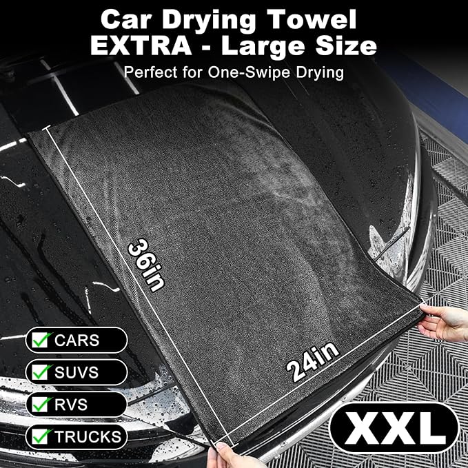 9Pcs Car Wheel & Tire Brush Kit, Wheel Cleaner Brush, Soft-bristled Rim Brush, Car Drying Towel (36"x 24"), Tire Shine Applicator Pad, Car Wash Mitt, Car Detailing Cleaning Wash Brush Supplies Kit