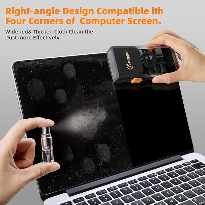 Keyboard Cleaning Kit Keyboard Cleaner, All in One Computer Screen and Laptop Cleaner, Compact Portable Electronic Laptop Cleaning Kit with Soft Brush and Spray for MacBook iPad iPhone Earbud, Black