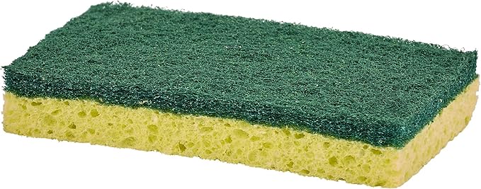 Scrubee Heavy Duty Scrub Sponge with Scouring Pad, Kitchen Dishwashing, Sink, Pot, and Frying Pan Cellulose Scrubber Sponge Non-Scratch, by Superio, 2-Pack (4.5" Sponge)