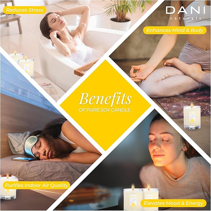 DANI Naturals Soy Candle - Sandalwood Vanilla Scented - 100% Pure Soy Wax, Kosher, Eco-Friendly, Non-Toxic, Long-Lasting Burn - 7.5 oz