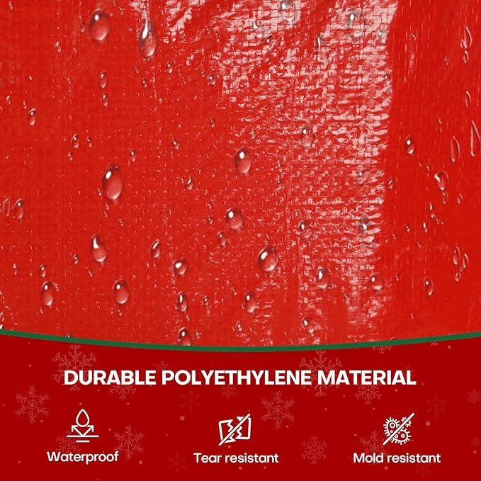 Christmas Tree Storage Bag, For 7.5ft Disassembled Xmas Tree, Heavy Duty Christmas Tree Storage Bag with Sturdy Handles, Tag Card Slot, Zipper, Dust-Resistant and Water-Resistant（Red）