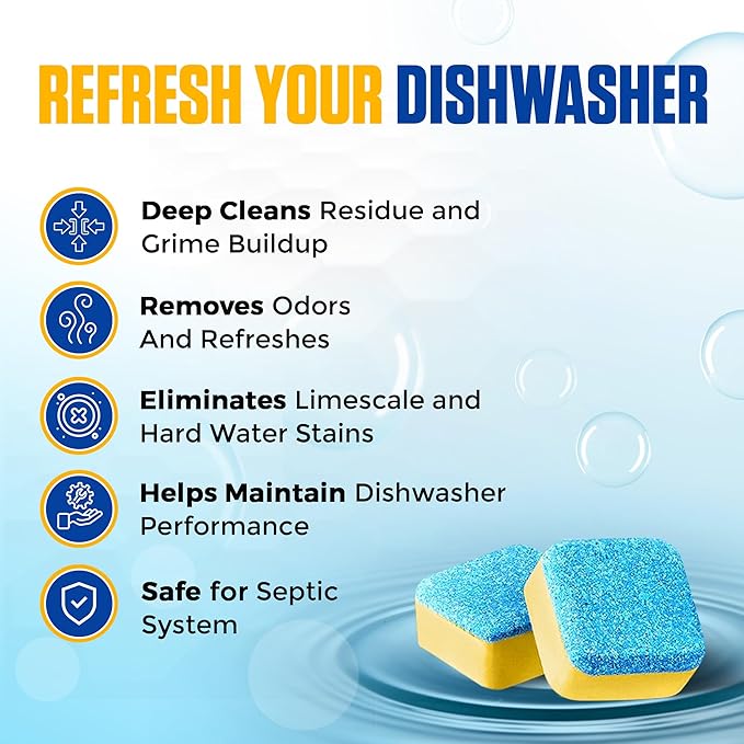 Dishwasher Cleaner Tablets - 24 Tablets (1-Year Supply) Lemon-Scented, Heavy Duty Cleaning Descaler Pods for Dish Washer, Deep Cleans & Maintains Your Dishwashing Machine for Optimal Performance