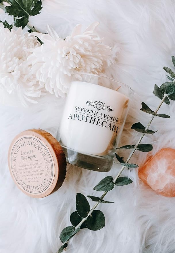 Premium Scented 100% Soy Candle - Cider + Mulled Spices - Long Lasting 65+ Hour Burn Time Glass - Hand Poured in USA by Seventh Avenue Apothecary