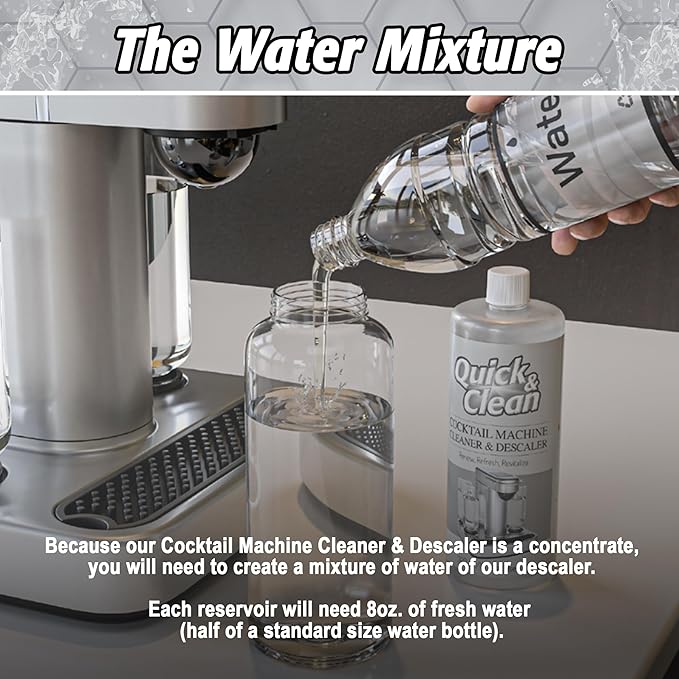 Quick & Clean Cocktail Machine Cleaner & Descaler - Made in the USA - Cleaner & Descaler for At-Home Cocktail Machines - Removes Mineral & Limescale Buildup
