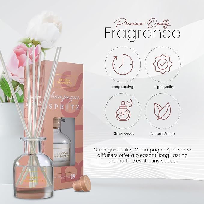 Brooklyn Fragrance Co. Scent Aroma Diffuser - Long Lasting Premium Fragrance – Champagne Spritz Air Freshener for Home- Fragrance Diffuser for a Large Room - 100ML