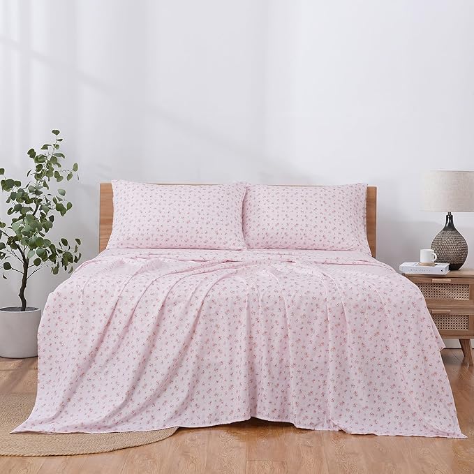 Modern Threads Silky Soft Microfiber and Wrinkle Free Sheets - Luxurious Microfiber Bed Sheets Includes Flat Sheet, Fitted Sheet with Deep Pockets, & Pillowcases Blush, Twin