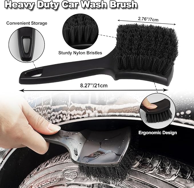 7Pcs Car Wheel Brush kit, Tire Brush, Wheel Cleaner Brush, Soft-bristled Rim Cleaner Brush, Tire Shine Applicator Pad, Car Detailing Brushes, Wheel Brushes for Cleaning Wheels,Tires
