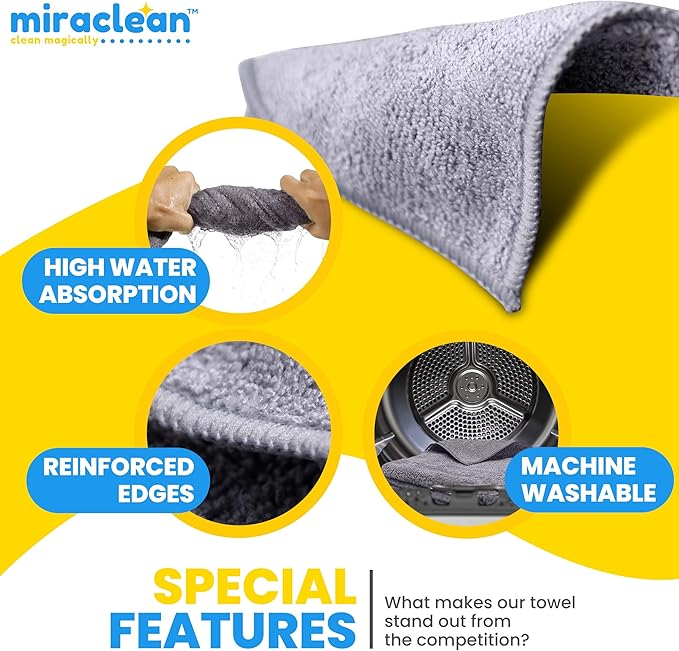 MIRACLEAN Car Drying Towels Extra Large Super Absorbent 65 x 23 Inch Microfiber Car Drying Towel Streak-Free Lint-Free Absorbent Car Wash Towels for Quick Drying Cars, Boats and Large Surfaces