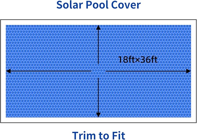 BigXwell Solar Pool Cover, Blue 16-mil 18x36 Foot Rectangle Pool Heaters for In-Ground Pools, 1600 Series Heavy-Duty Insulating Pool Heater Cover for Swimmer