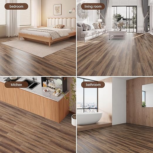 Peel and Stick Floor Tile Vinyl Plank Flooring Sample Set of 5 Packs, INMOZATA Self Adhesive Waterproof Vinyl Flooring Wood Grain Look Floor Tile for Bedroom, Living Room, Kitchen, RV (Sample)