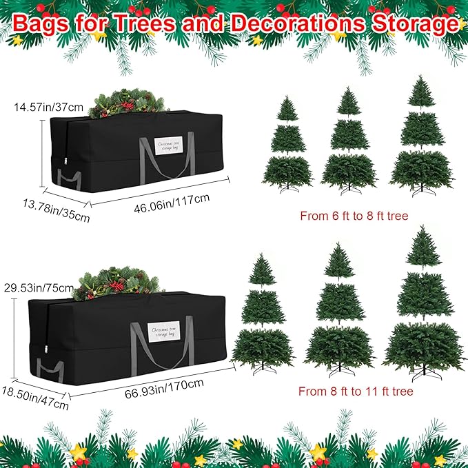 Christmas Tree Storage Bag, Fits Up 10 Ft Tall Artificial Trees, Heavy-Duty 600D Oxford Tree Bag with Reinforced Handles Zipper Clear Pocket, Storage Bags for Moving Items, Clothing, Outdoor, Bedding