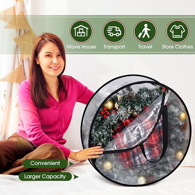 5 Pack Christmas Storage Bags, 7.5 Ft Christmas Tree Large Bag and 24 inch Wreath Garland Containers Packing Tote Moving Bags with Handle Zipper for Artificial Xmas Tree Wreath Garland
