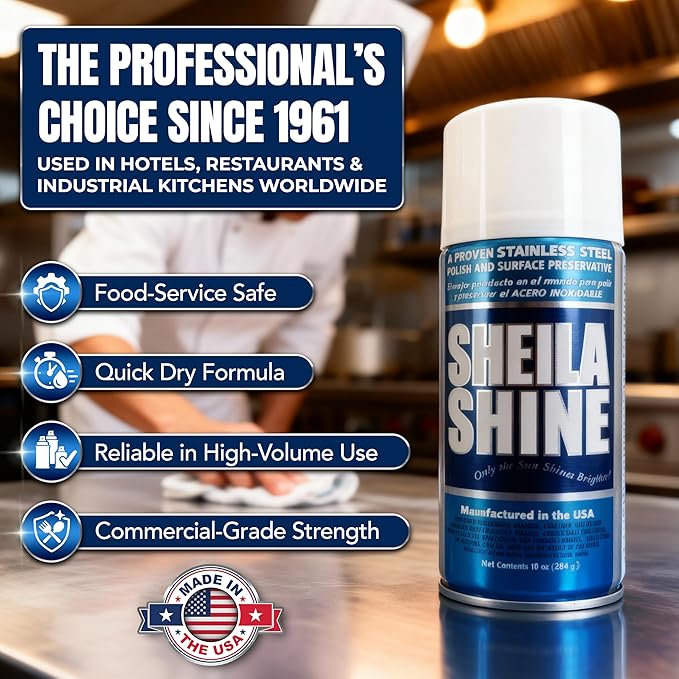 Sheila Shine 2 x 10oz Stainless Steel Cleaner and Polish - Removes Grease, Fingerprint & Watermark - Kitchen Appliances, Refrigerators, Sinks, Ovens & Grills - Stainless Steel Appliance Cleaner Spray