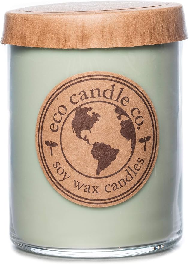 ECO CANDLE CO. Recycled Candle, Mother Earth, 18 oz. Double Wick - Scents of Grass, Hay, Cypress, Patchouli, Sandalwood, & Tonka Bean - 100% Soy Wax, No Lead, Kraft Paper Label & Lid, Hand Made