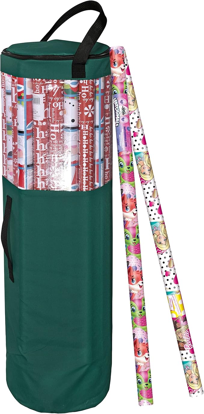 Primode Wrapping Paper Storage Bag | Wrapping Paper Organizer Under Bed for Storing Multiple Rolls of Gift Wrap, 42” Length Container Constructed of Durable 600D Oxford Material (Green)