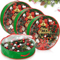 Aliceset 4 Pack Wreath Storage Containers, Christmas Ornament Garland Wreath Storage Bags with Handle Dual Zipper Large Decorative Storages Box for Winter Wreaths(36 x 36 x 7.8 Inch,Light Green)
