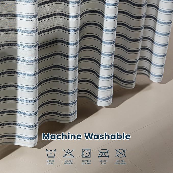 SLEEP ZONE Shower Curtain Liner, Waffle Shower Curtains for Bathroom, Heavy Duty Thick Fabric Shower Curtains - 285GSM Luxury Weighted Polyester Bath Curtain, 72" × 74" (Blue)