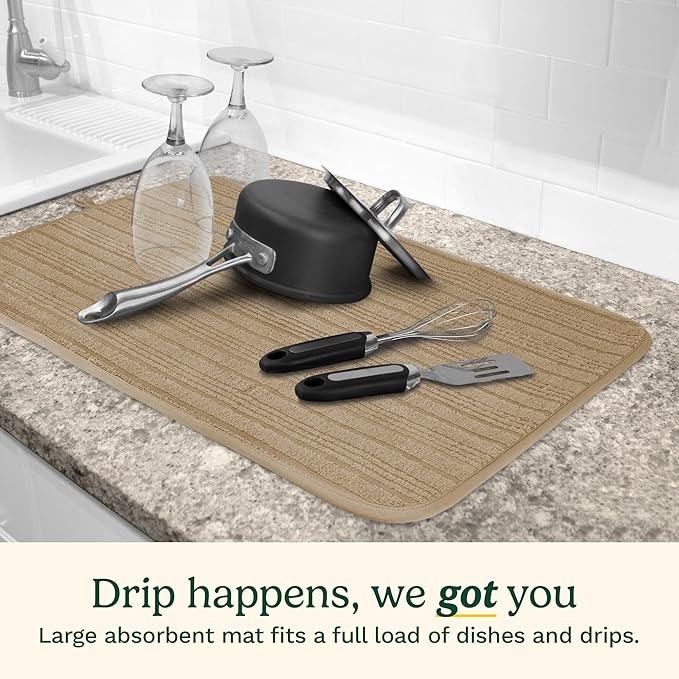 Cuisinart Dish Drying Mats for Kitchen Counter - (2) 18" x 24" Ultra Absorbent Dish Drying Mat XL - Foldable, Machine Washable, Fast Drying Dish Mat