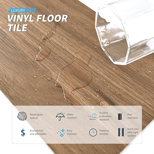 Art3d 36-Pack 54 Sq.ft Peel and Stick Floor Tiles Vinyl Plank Flooring Wood Look, Adhesive and Waterproof Tile Sticker for Bedroom, Living Room, Kitchen, RV in Rosewood
