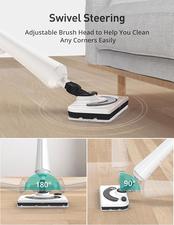 Black Steam Mop for Hardwood Floors, 1300W 25S Heat Up Floor Steamer with Detergent Chamber, Lightweight Cleaner for Tiles/Carpets, 2 Washable Pads
